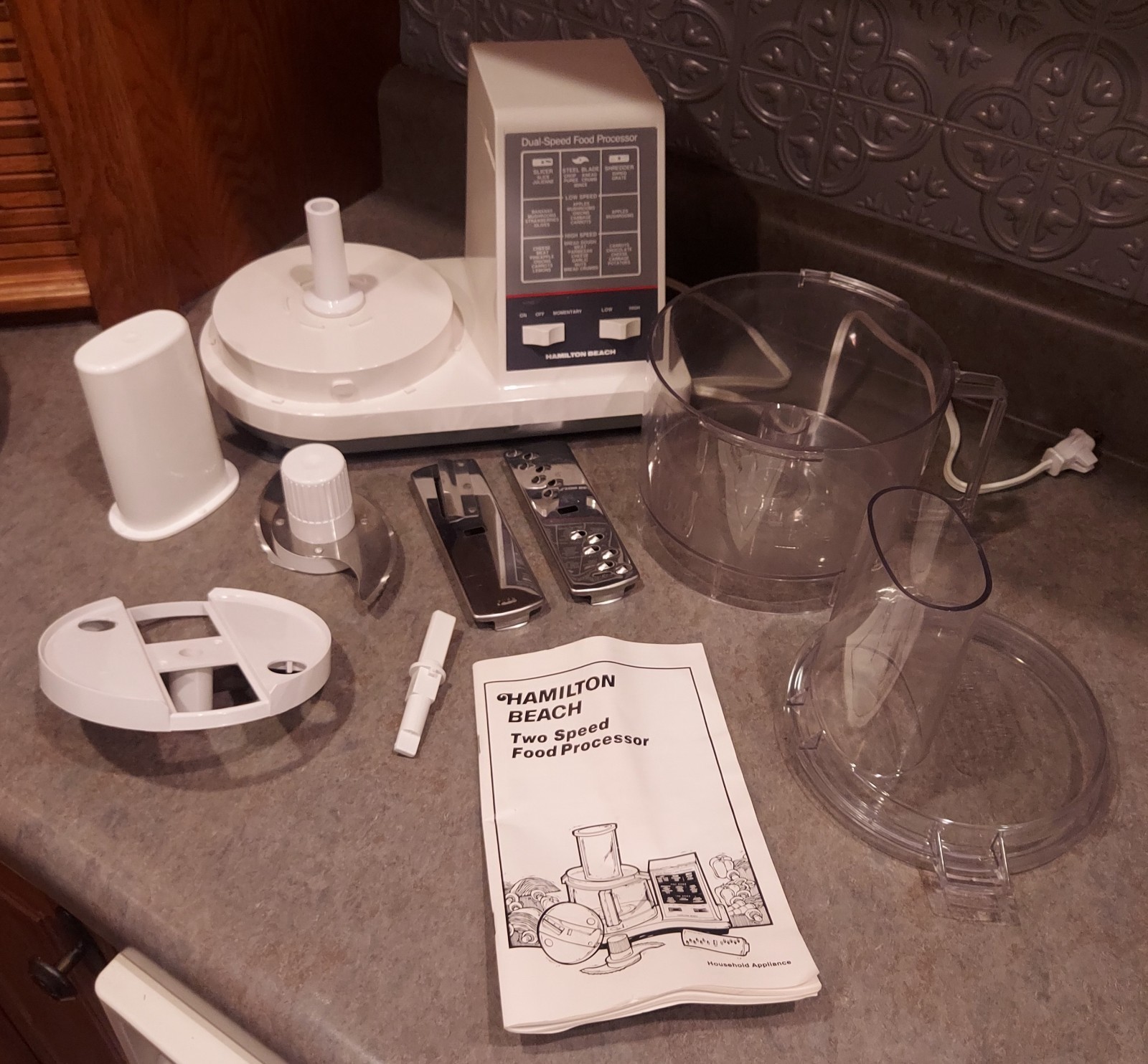 Vintage Hamilton Beach 702-5 Food Processor COMPLETE Bundle W/ Manual & 3 Blades