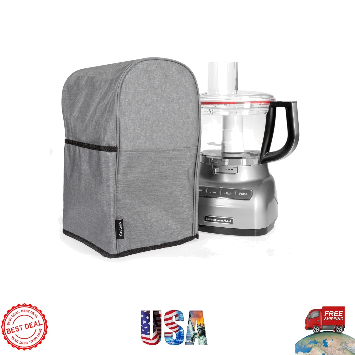 Appliance Protector: Medium Food Processor Cover with Pockets for Easy Access