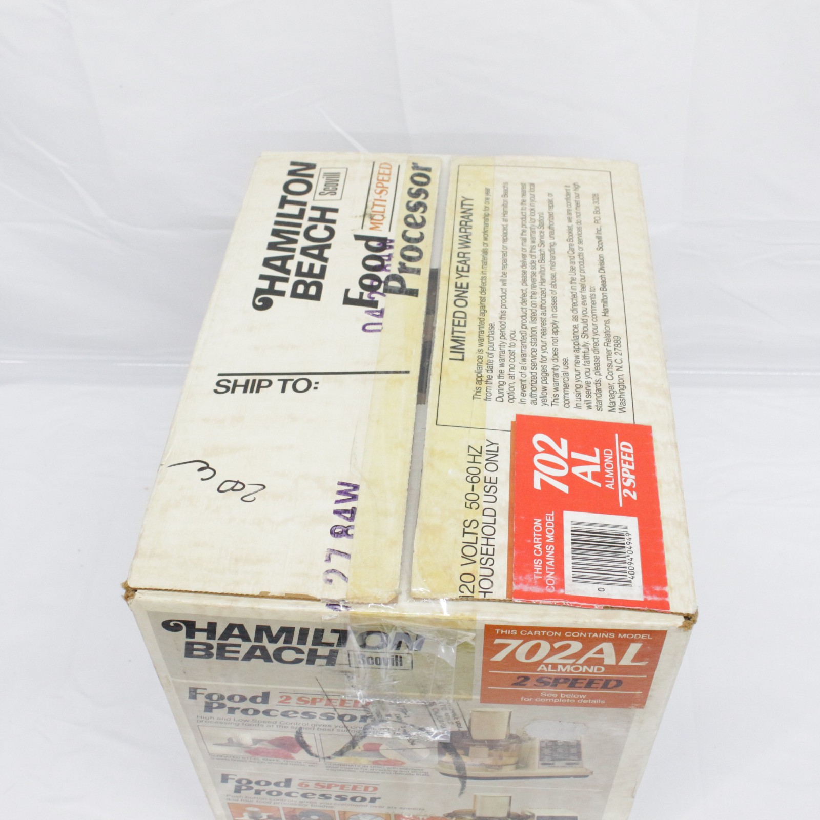 VINTAGE Hamilton Beach Food Processor Almond 702AL Made in USA 1987 NEW!