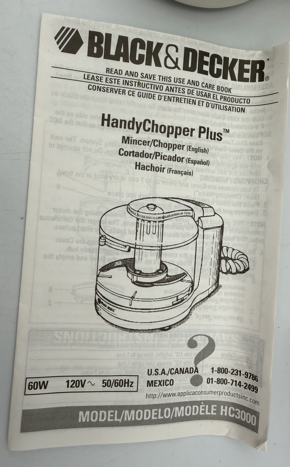 Black & Decker Handy Chopper Plus HC3000 Food Processor w/ Box & Manual