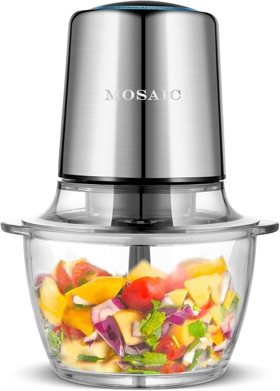 Electric Food Processor,Food Chopper with Garlic Peeler and Titanium Coating Bla