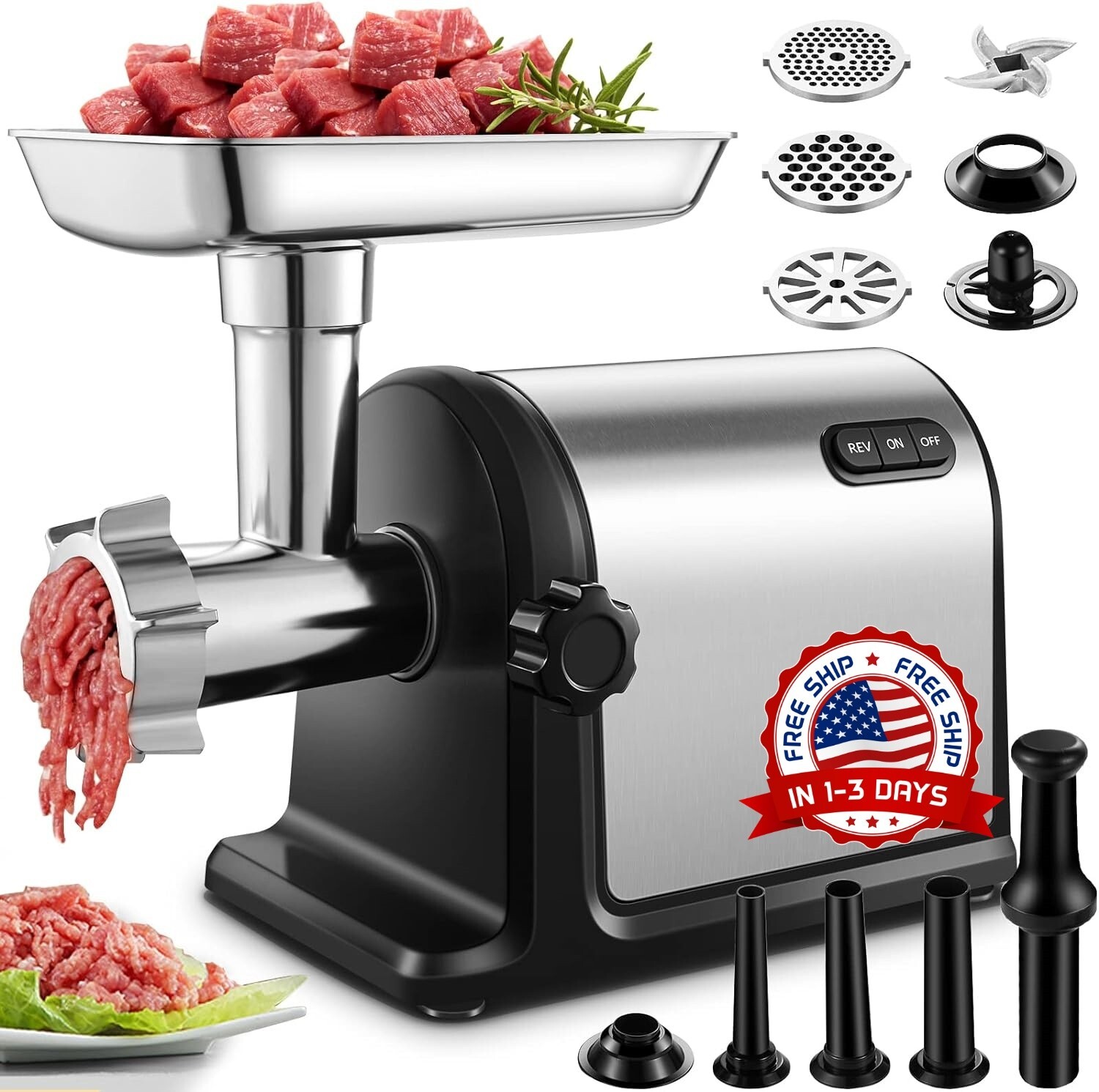 Picadora De Carne, Picadora De Carne De Acero Inoxidable Máxima 3000W Eléctrica