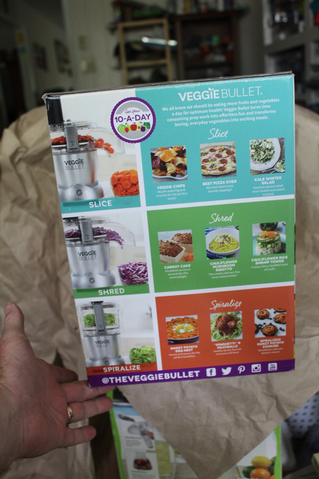 Veggie Bullet 3-in-1 Food Processor Slice Shred Spiralize VBR-1001 New Open Box