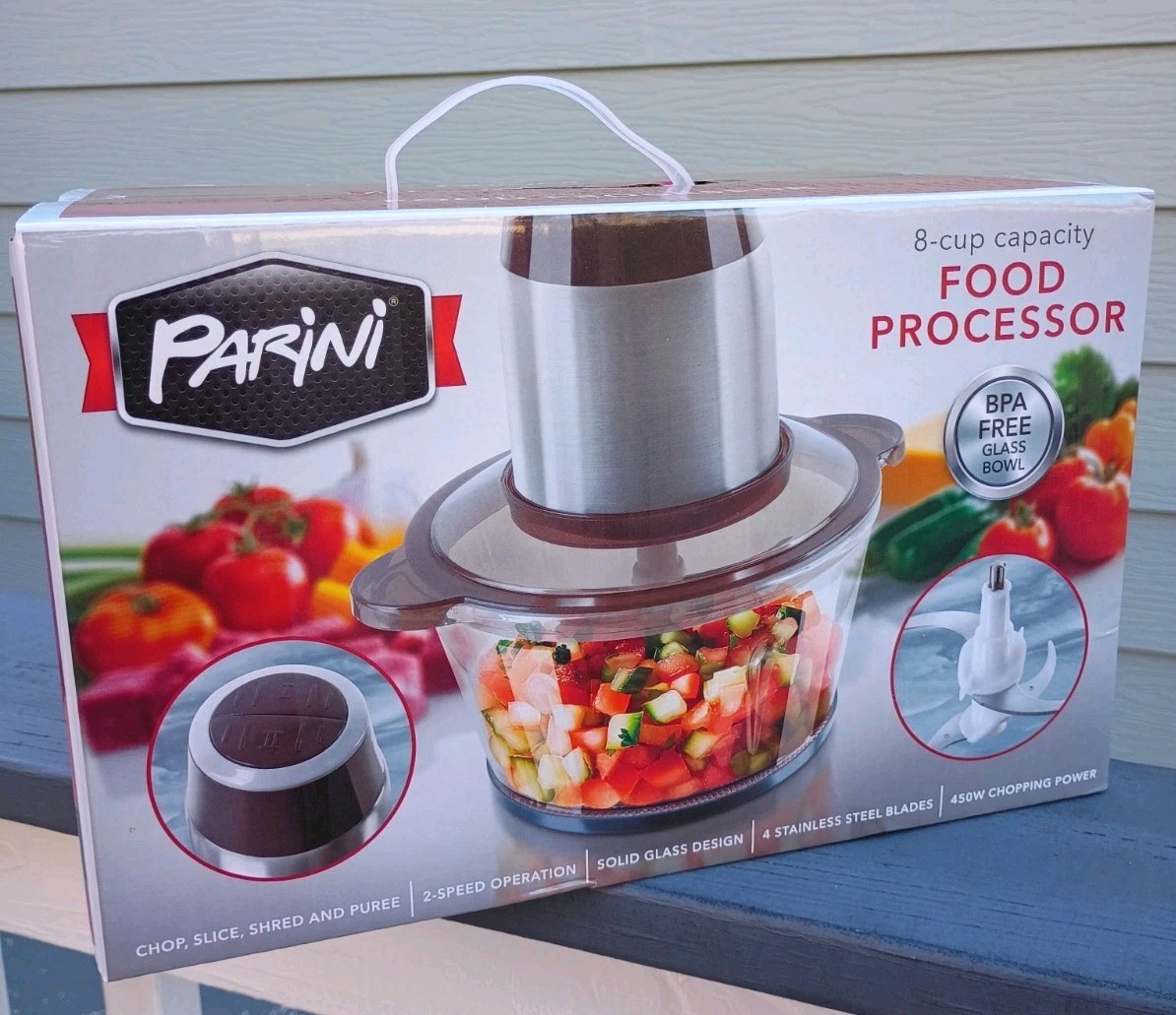 Parini Food Processor 8 Cup Silver and Black 2 Speed New In Box
