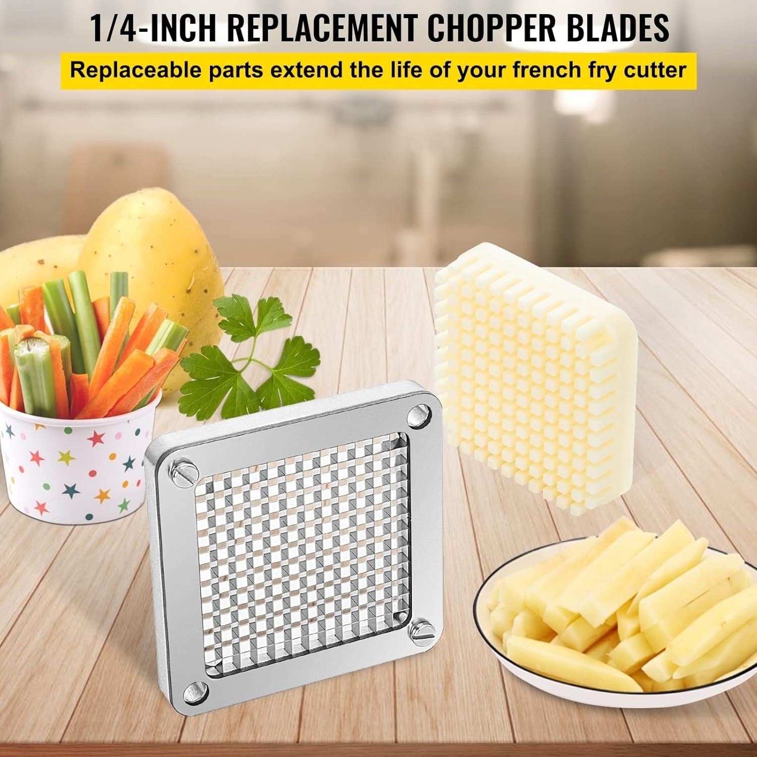 Replacement Chopper Blade, 1/4″, 3PCS French Fry Blade Assembly W 6 Extra Knives
