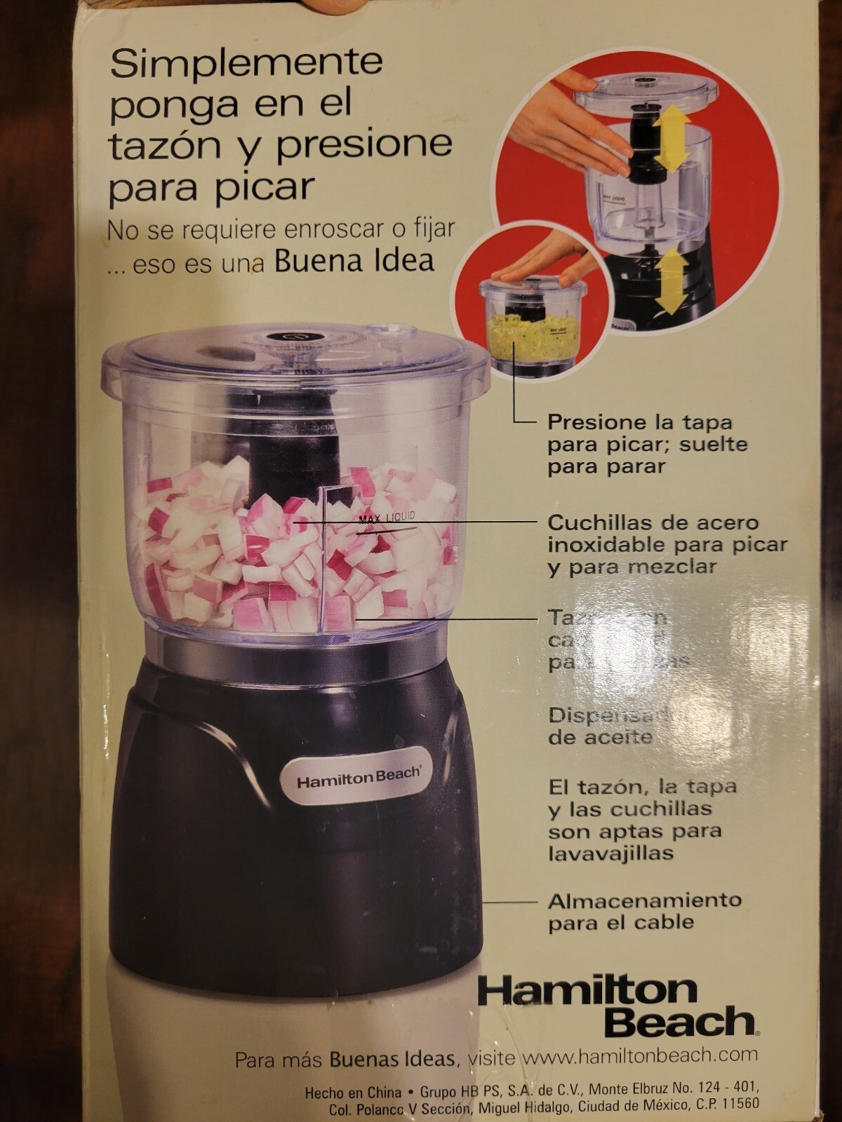 Hamilton 72850 Beach Stack & Press 3-Cup Chopper – Black – NEW OPEN BOX