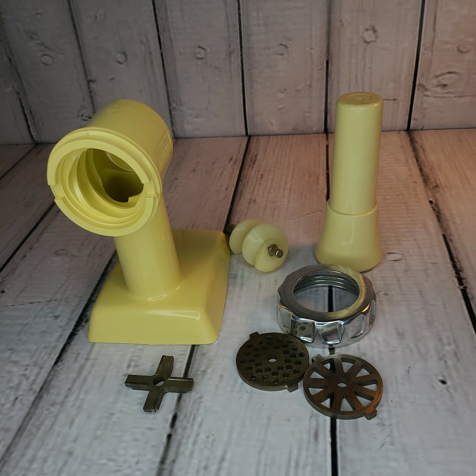 Vintage Oster Regency Kitchen Center Meat Grinder Head Set Harvest Gold