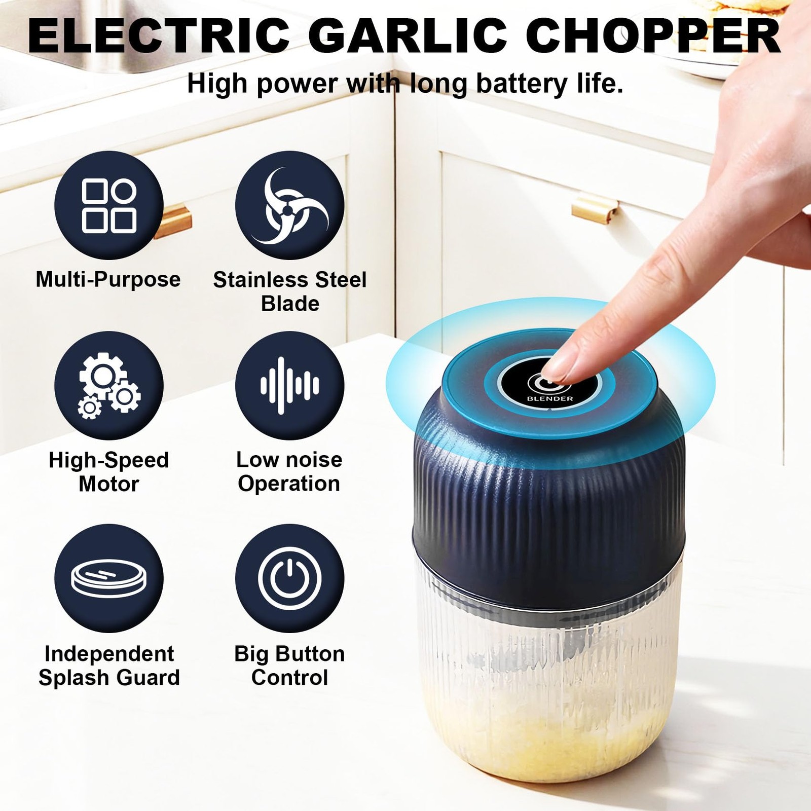 Electric Garlic Chopper, Mini Portable Wireless Veggie Chopper with 6 Sharp B…