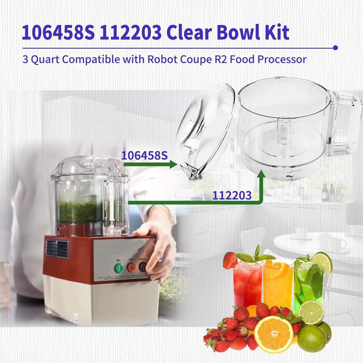 106458S Cutter Bowl Lid and 112203 Cutter Bowl for Robot Coupe R2 Food Processor