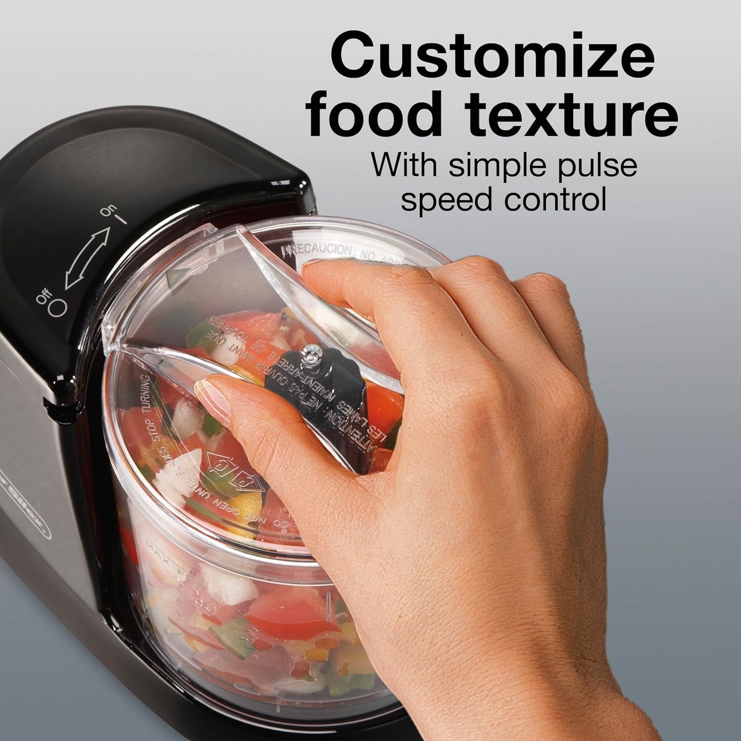 1.5-Cup Electric Vegetable Chopper Mini Food Processor Puree Emulsify Black