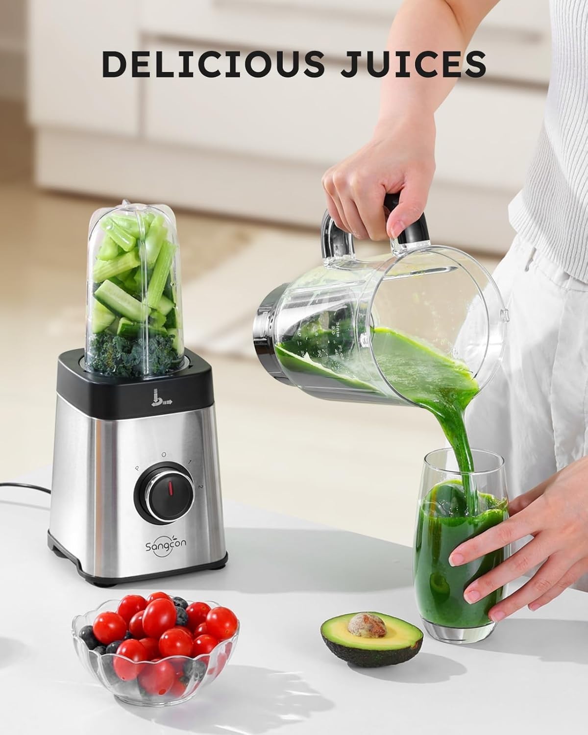 5-in-1 Kitchen Blender & Food Processor Combo, Smoothies, Meat Chopper, 40oz Jar