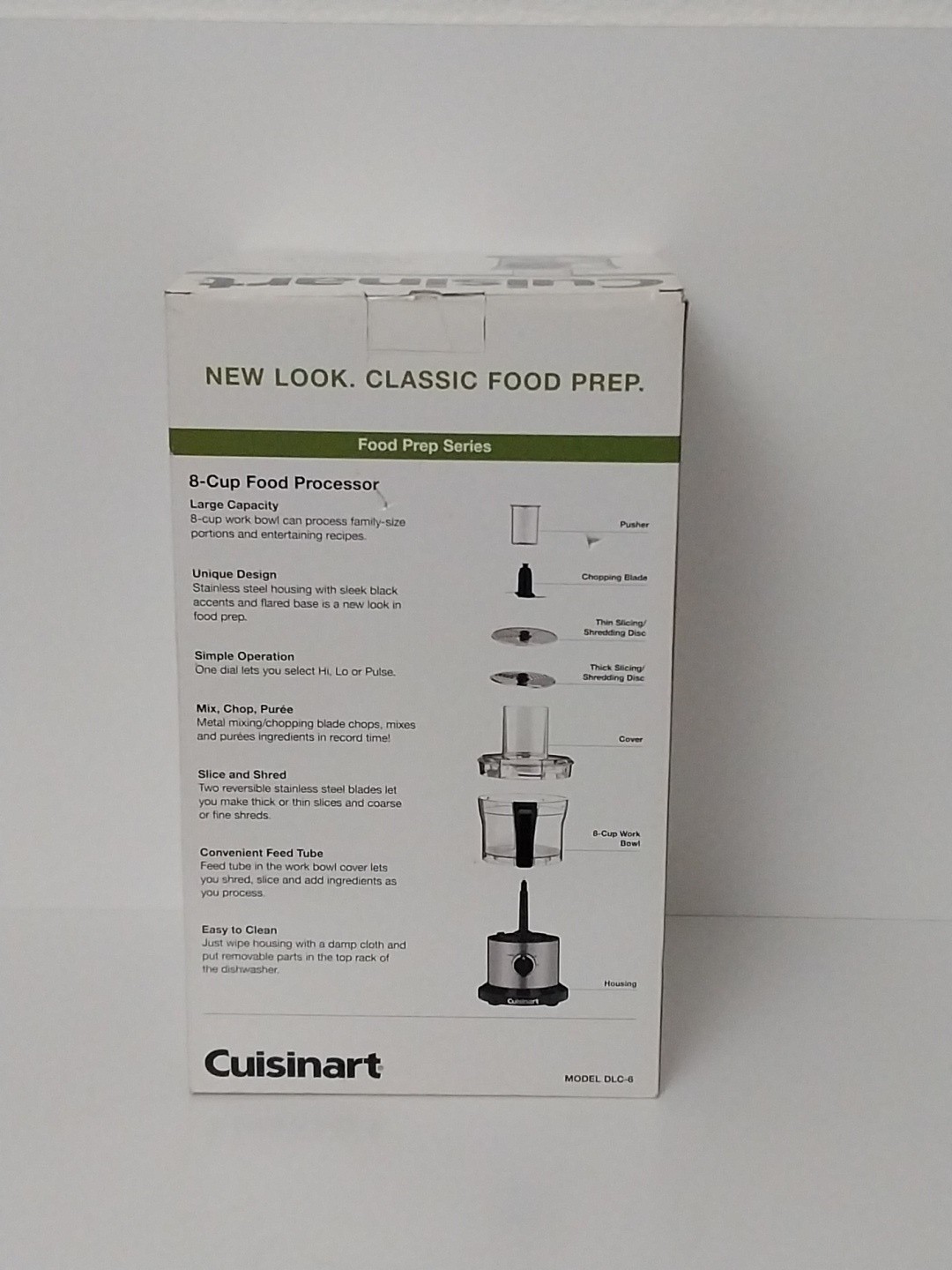 Cuisinart (DLC-6) 8-Cup Food Processor Stainless Steel Slice Shred Mix Chop