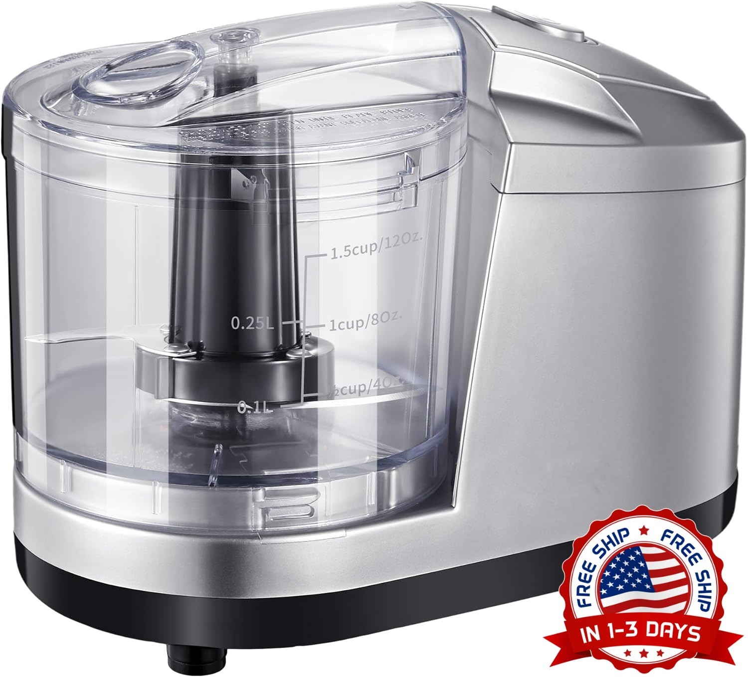 Picadora eléctrica de alimentos de 1,5 tazas con función de un solo toque, 100 W