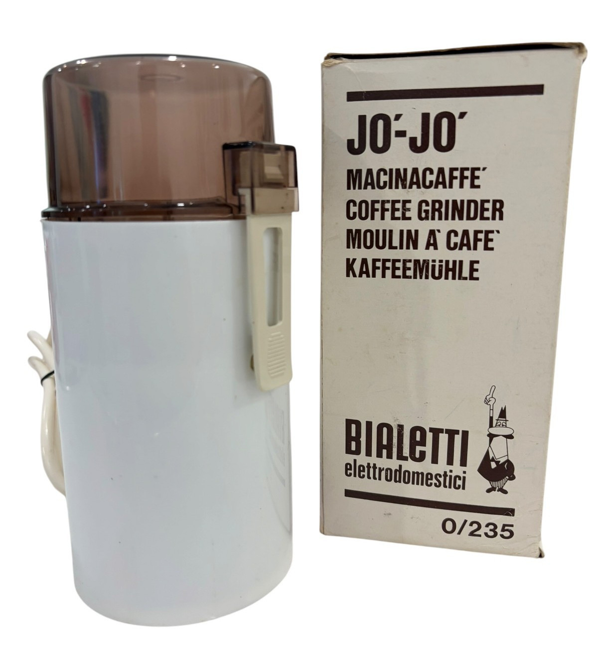 Vintage Bialetti JO-JO Electric Coffee Grinder O/235 w/ Original Box Italy