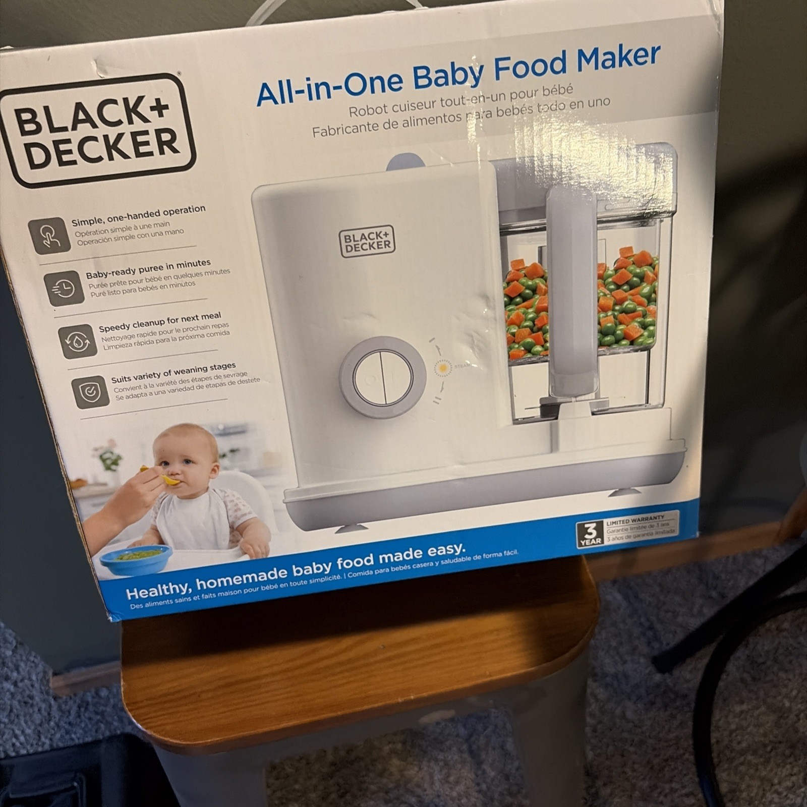 Black+Decker 400 Milliliter All in 1 Baby Food Maker with Steam Time New Unused!