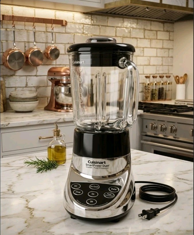 Cuisinart SmartPower Duet 500 Watt Food Processor Blender FPB-5CH With Glass