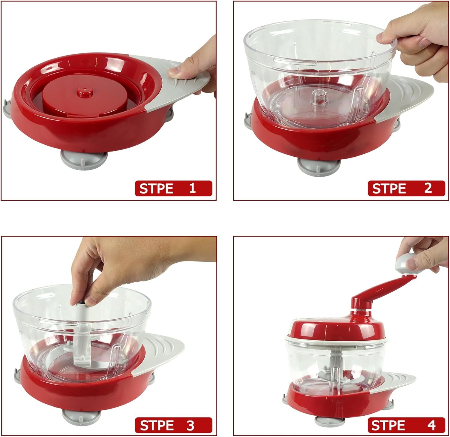 Manual Food Processor,Hand Powered Crank Food Processor Chopper,Food Vegetabl…