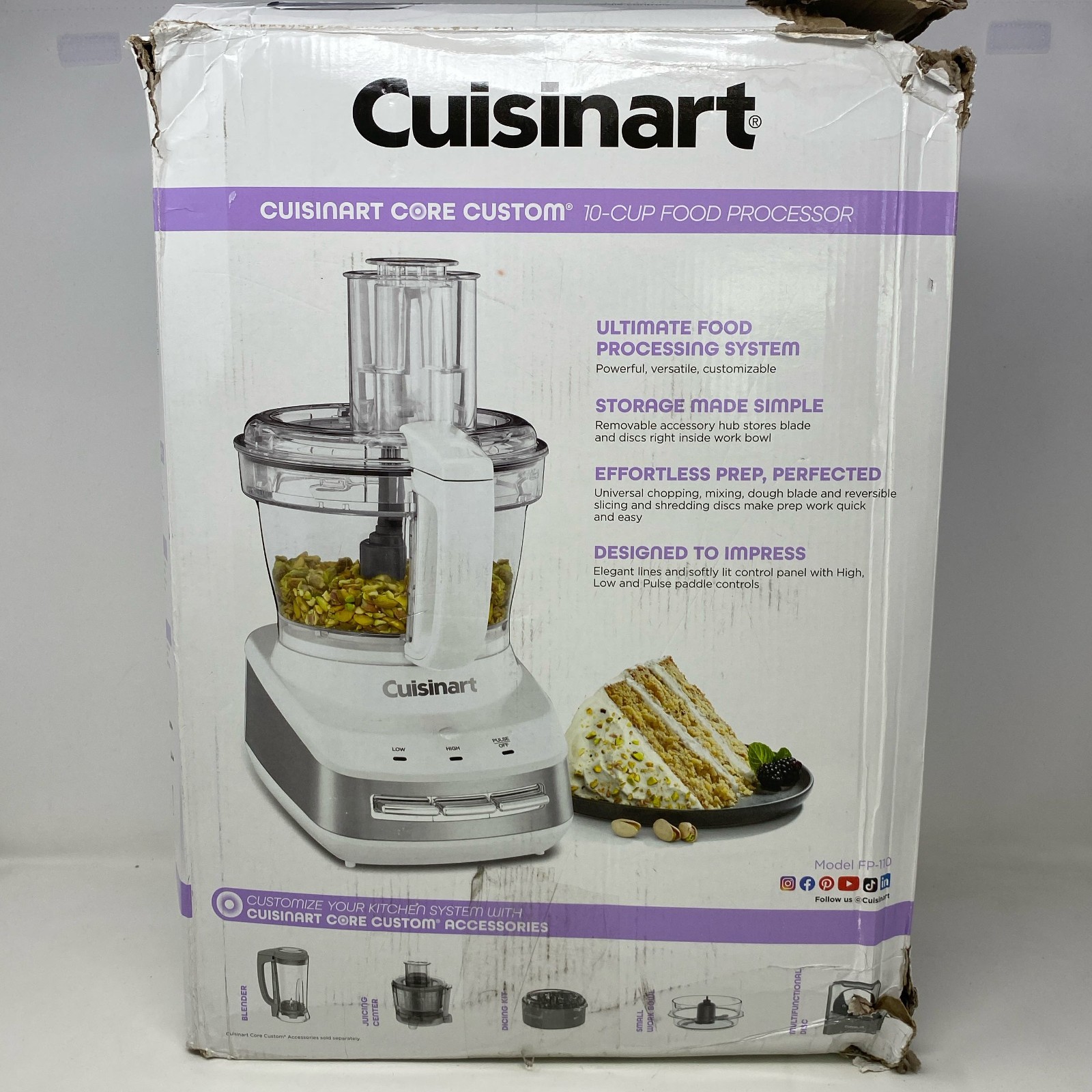 Cuisinart Core Custom FP-110 10-Cup Food Processor, White/Stainless