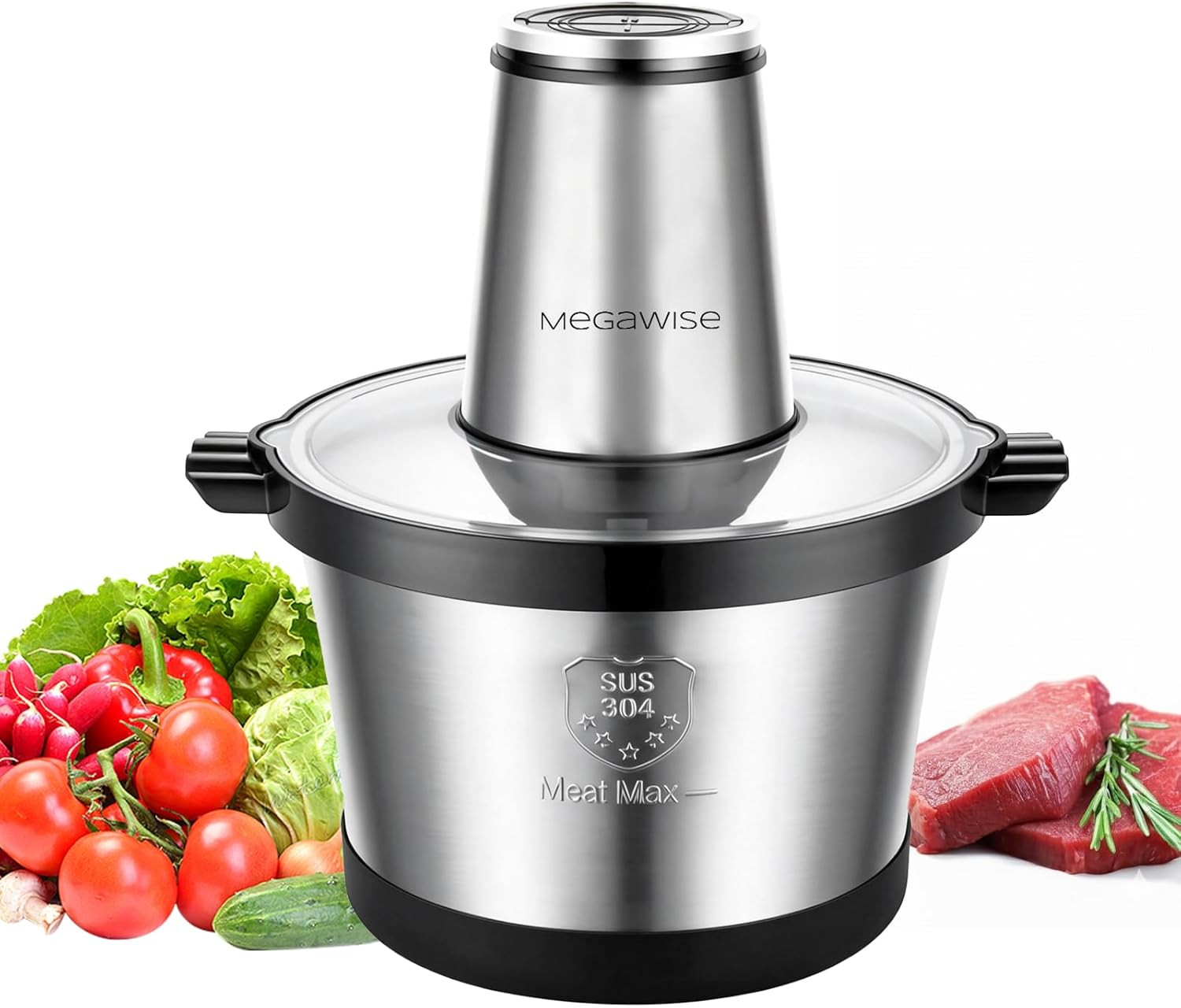 Electric Food Processor, 1000W Meat Grinder & Vegetable Chopper with 6L 304# Sta