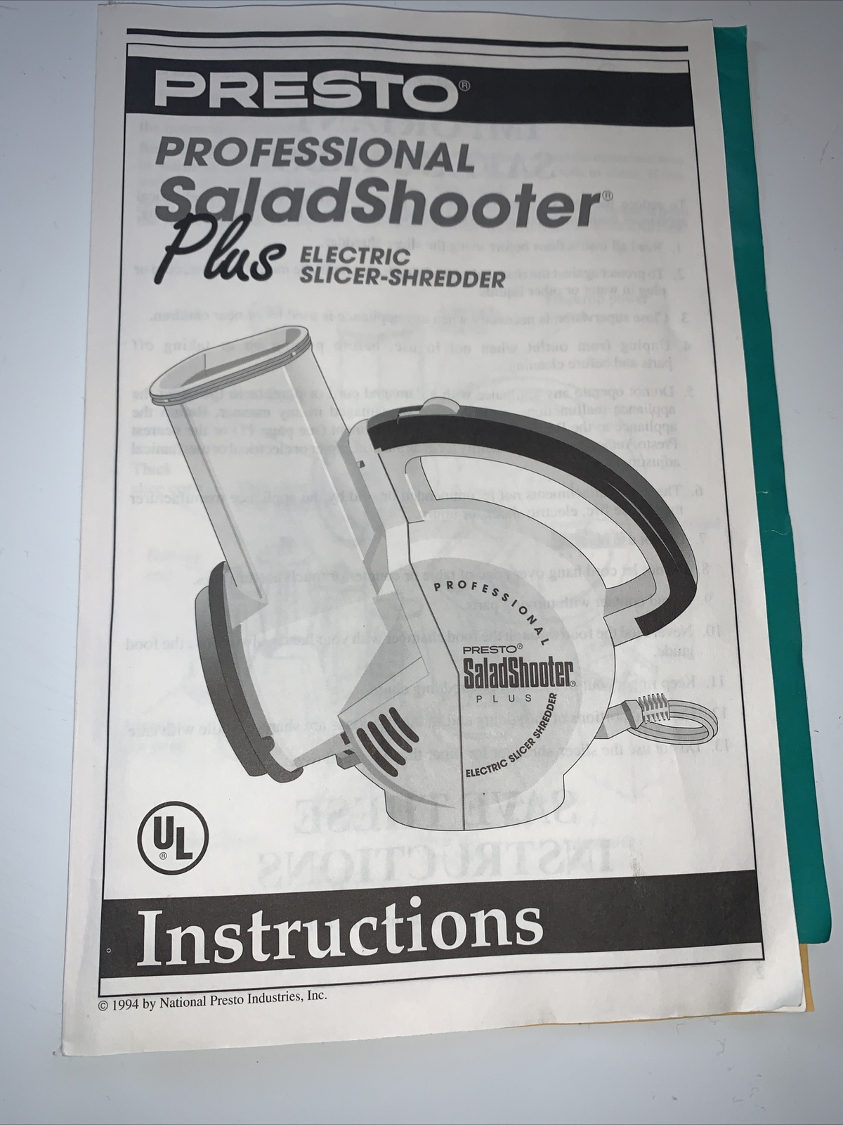 Presto Professional Salad Shooter Plus Electric Slicer Shredder Bonus Unused