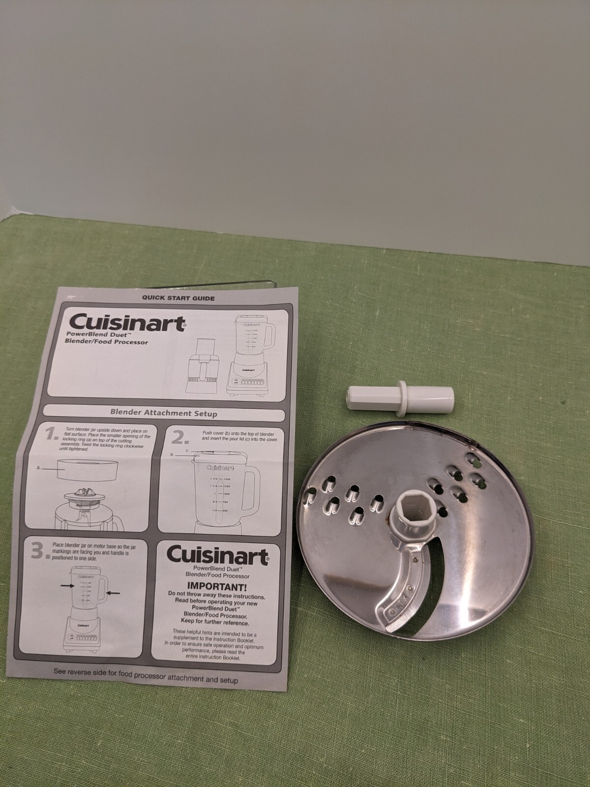 CUISINART PowerBlend Duet FOOD PROCESSOR DISC BLADE SLICE SHREDDER With POST