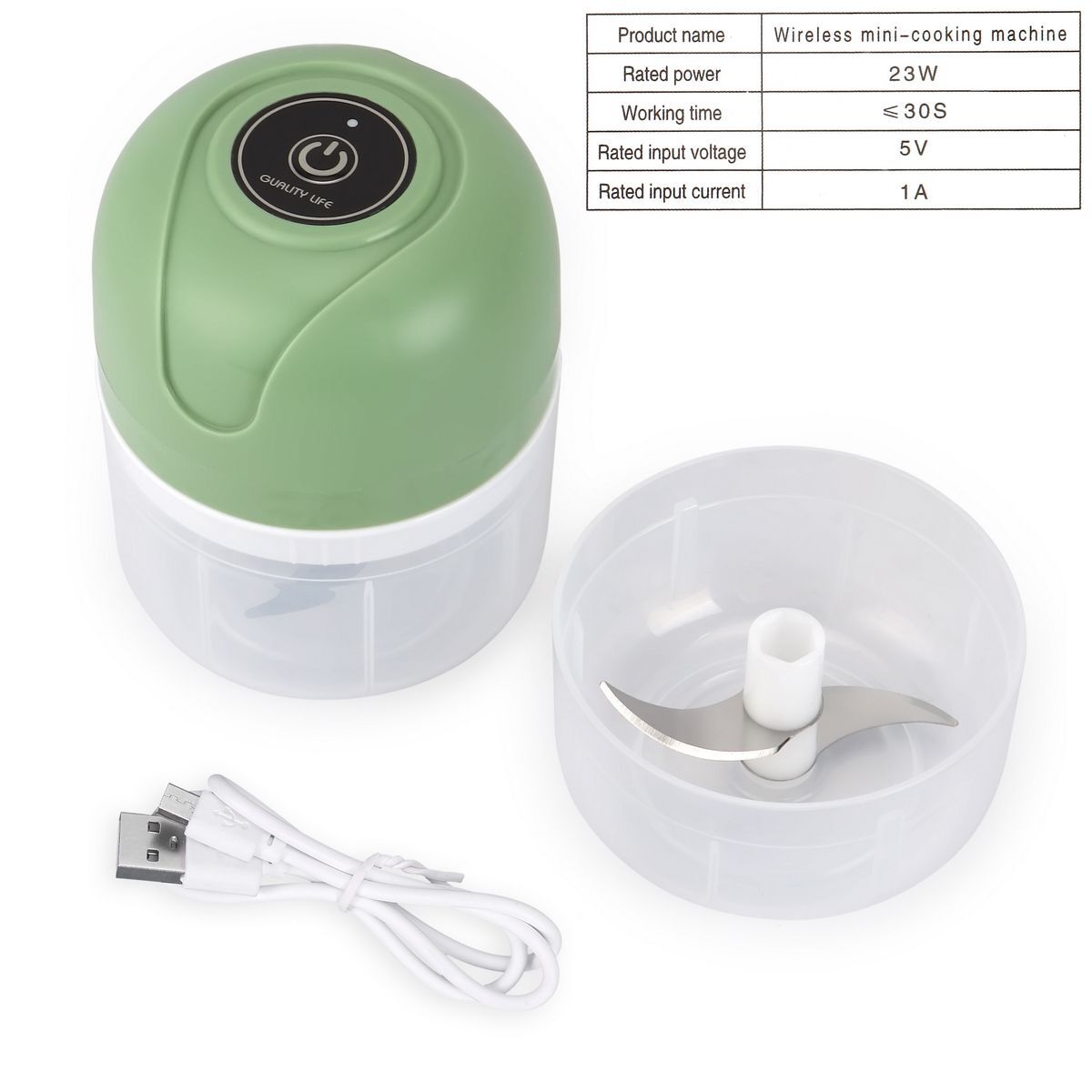 100+250ML 2 Cups Wireless Electric Vegetable Onion Garlic Fruit Meat Chopper US