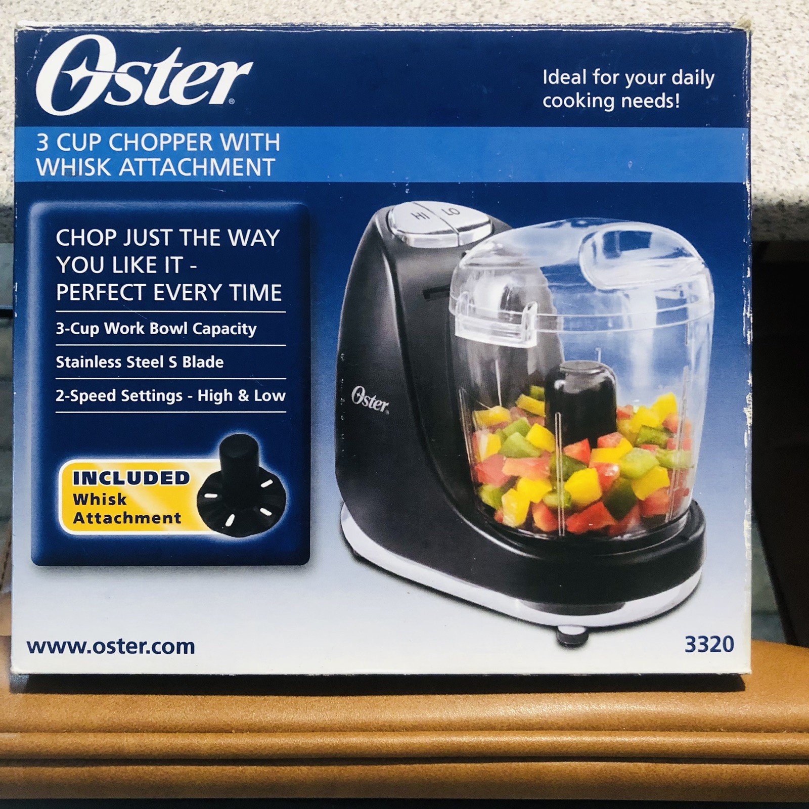 Oster 3-Cup Mini Chopper with Whisk, Black NEW IN BOX