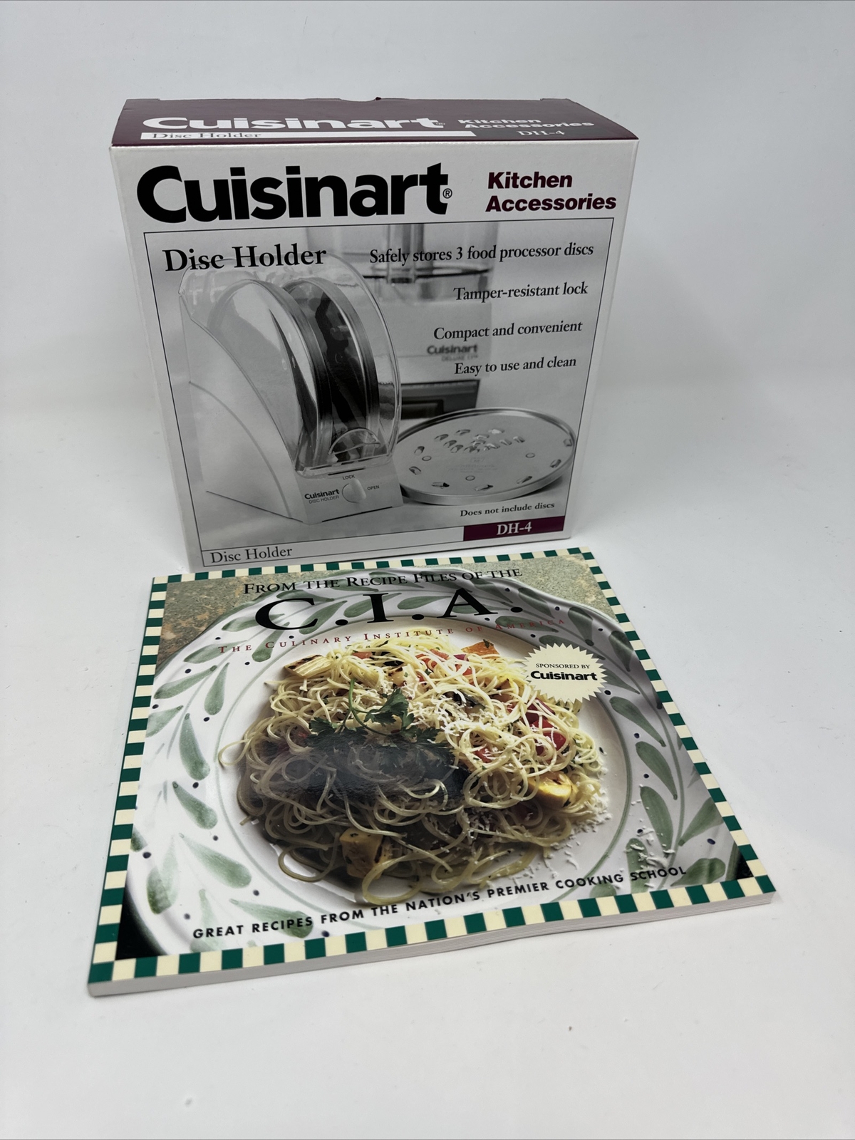Cuisinart food processor Disc Holder- Safely stores 3 Disc With Recipe Book
