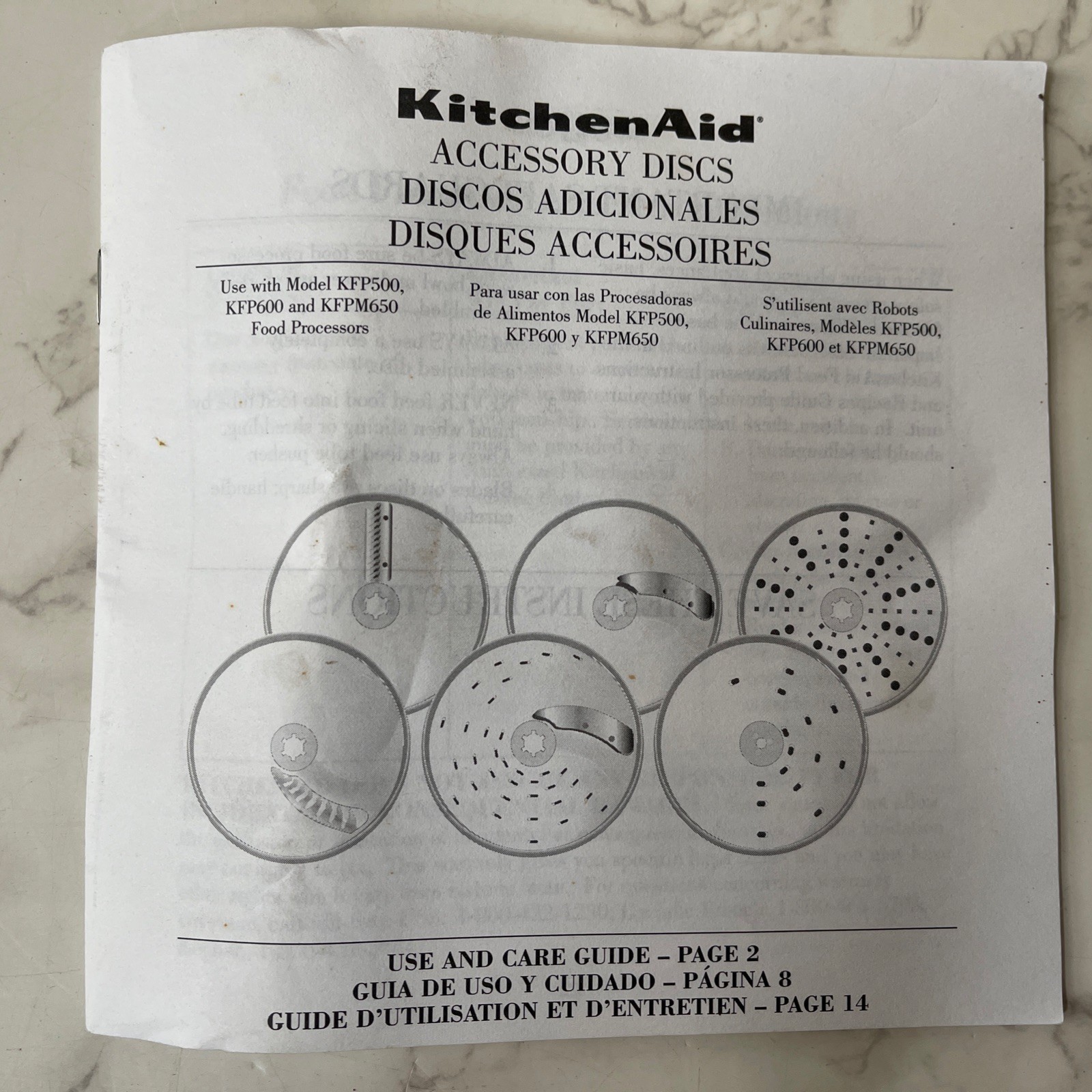 Set of 3 KitchenAid Food Processor Discs Julienne Thick Slicing Shredding DVSA