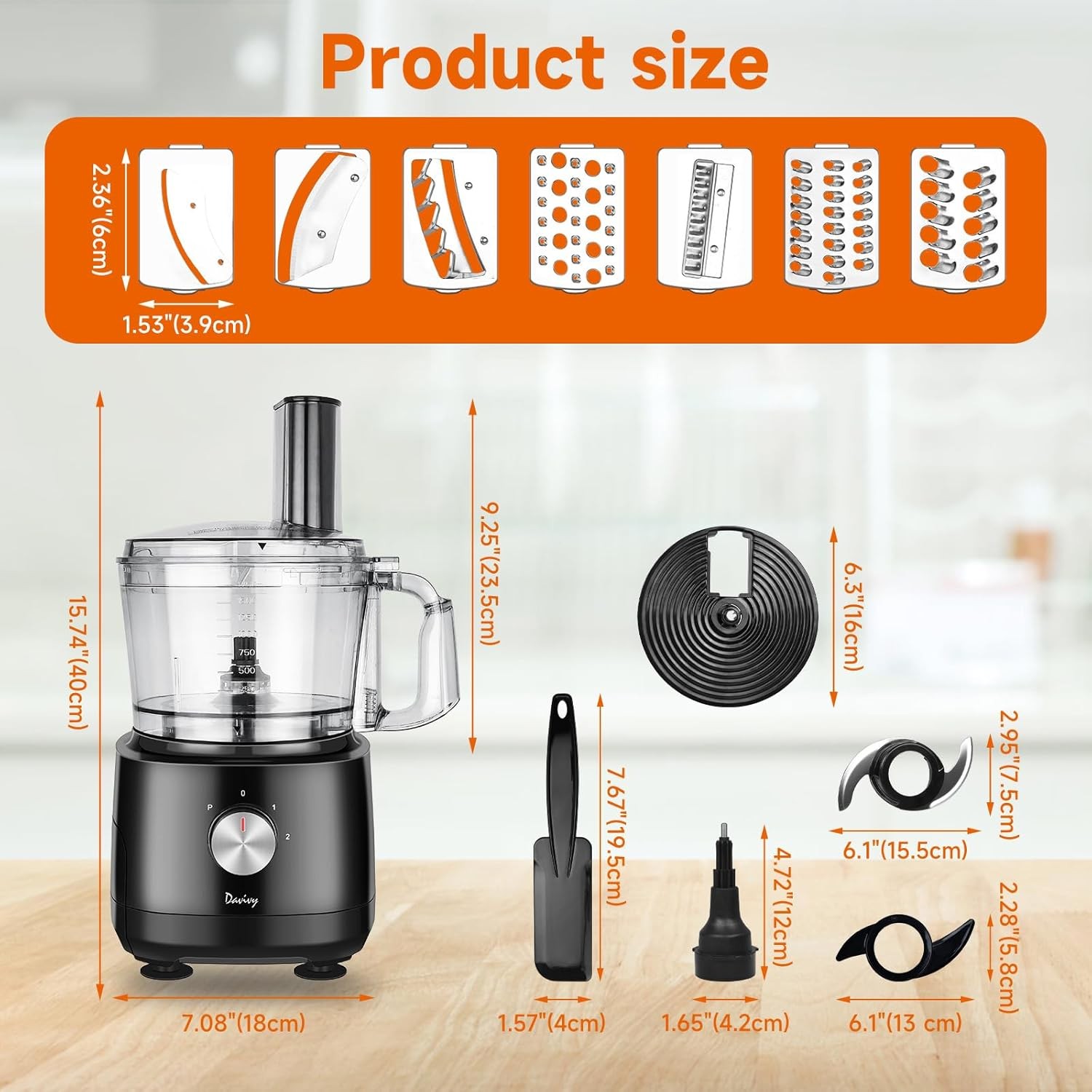 7-Cup Food Processor 9-Blade Storage Drawer Home