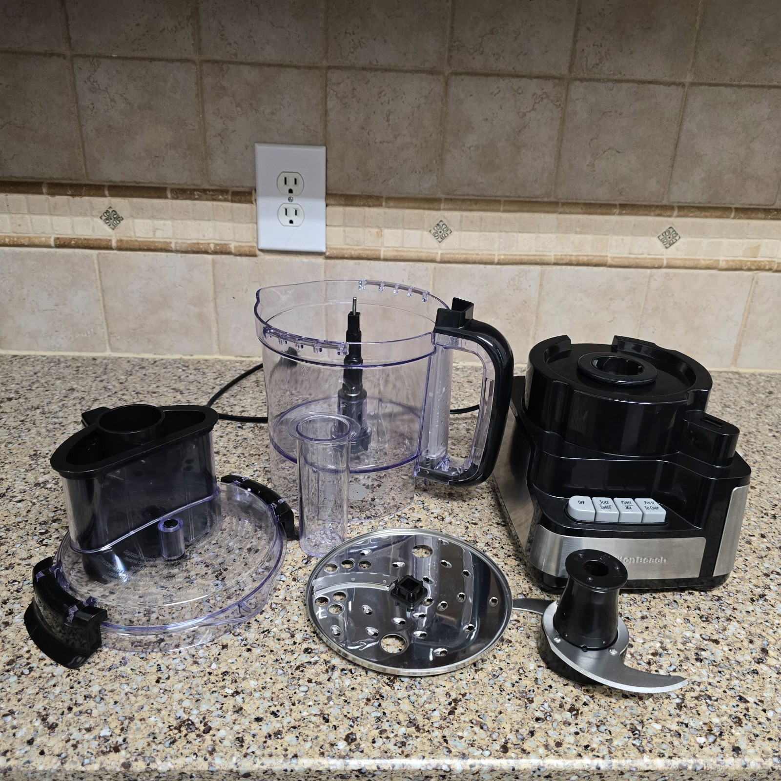 Hamilton Beach Stack & Snap Food Processor, Stainless Steel Blades, Black
