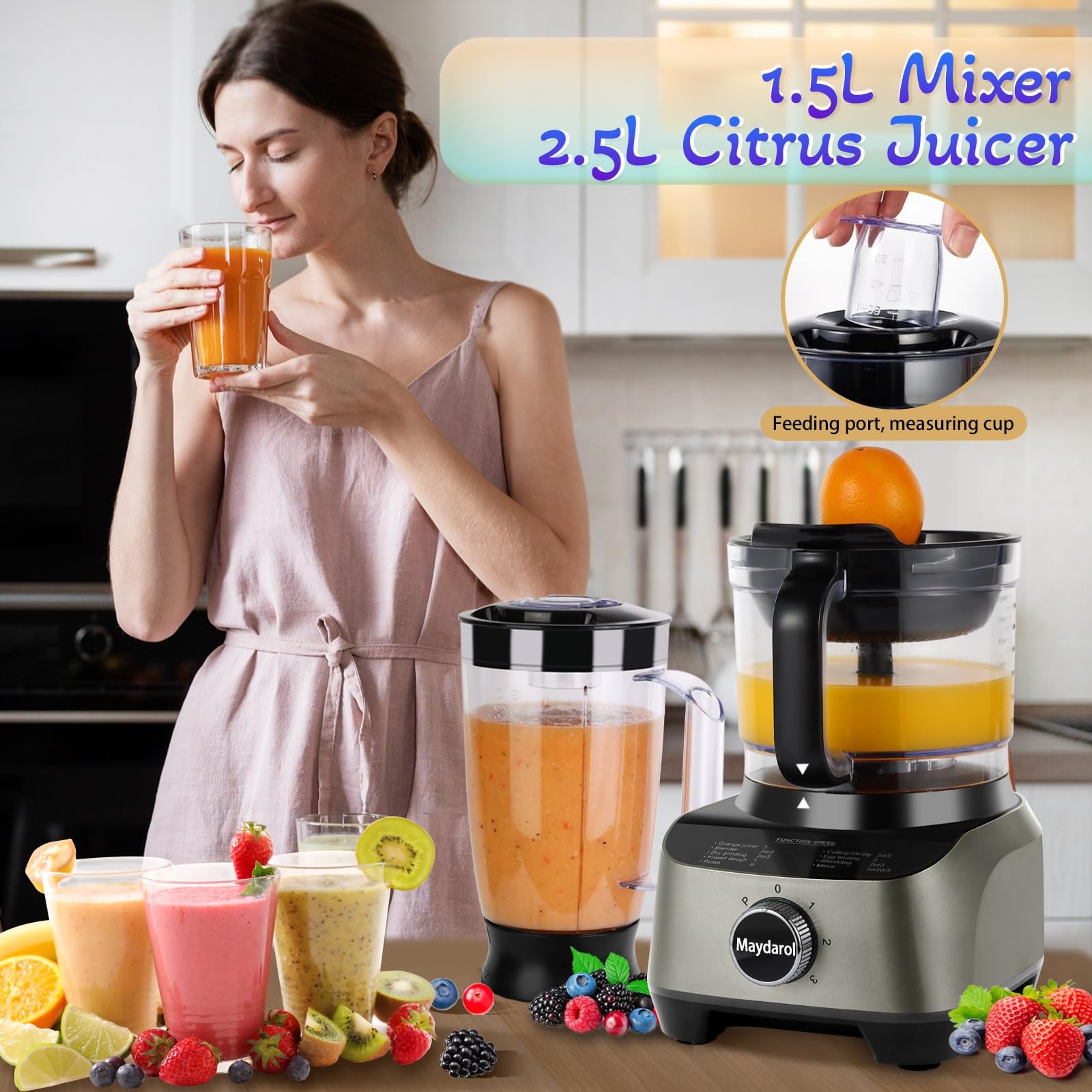 11-in-1 Food Processor and Blender Combo, 14 Cup Food Processor with Large Ch…