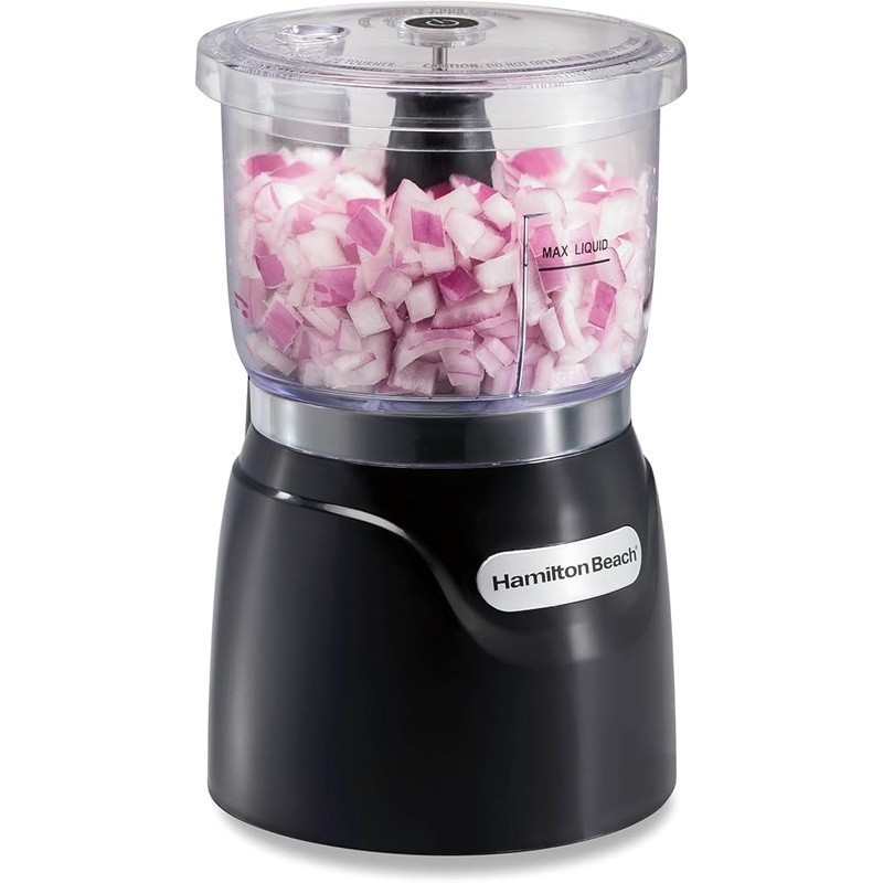 3 Cup Food Chopper Stack Press Design Durable Blades Easy Clean Dishwasher Safe