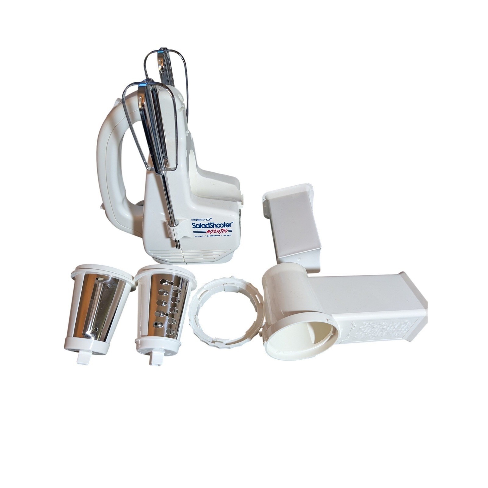 Presto SaladShooter MixerToo White Electric Slicer Shredder Hand Mixer 02970