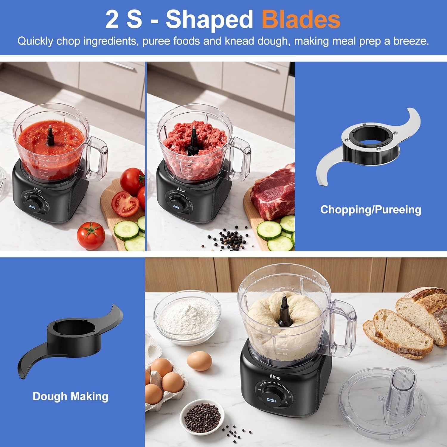 7-in-1 Professional Food Processor, 1000W Powerful Electric Vegetable Chopper,