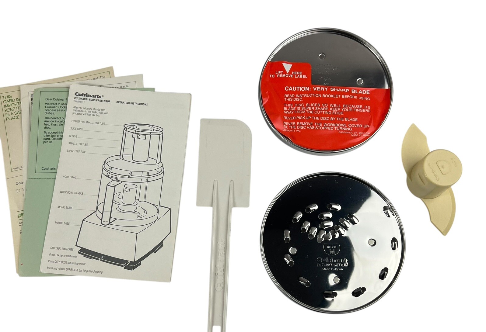 Cuisinart DLC-8 Food Processor Accessories Lot Blades Spatula Manual New