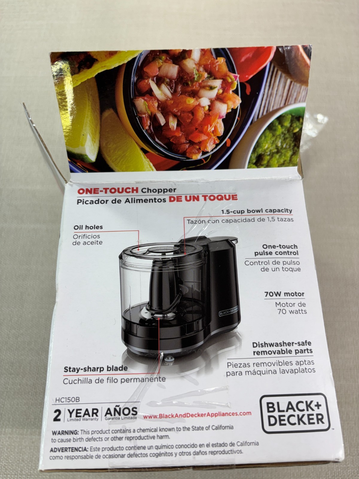 Black & Decker 1.5 Cup One Touch Electric Food Chopper Black – Open Box