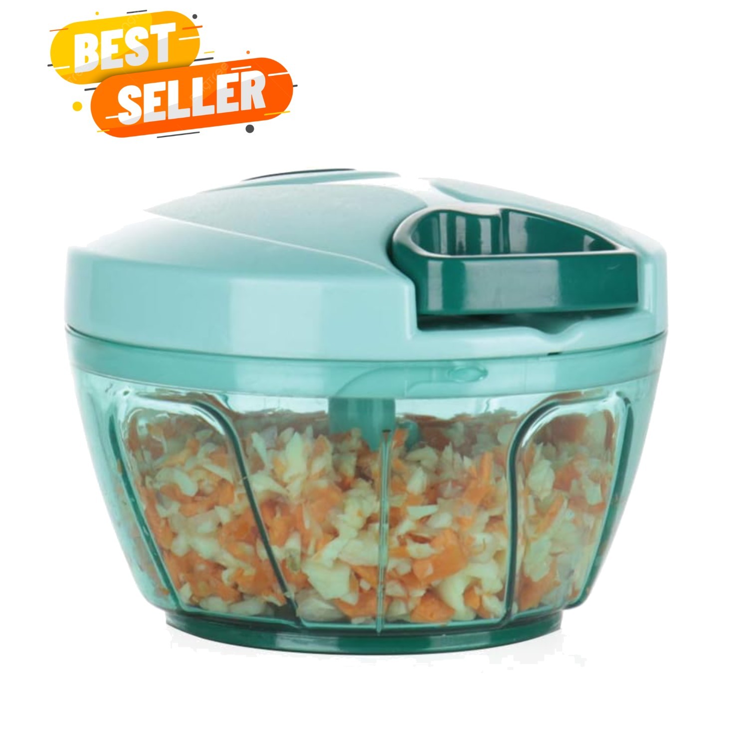 Compact Blue Vegetable Chopper – Adjustable Speed Manual Food Processor, 500ml