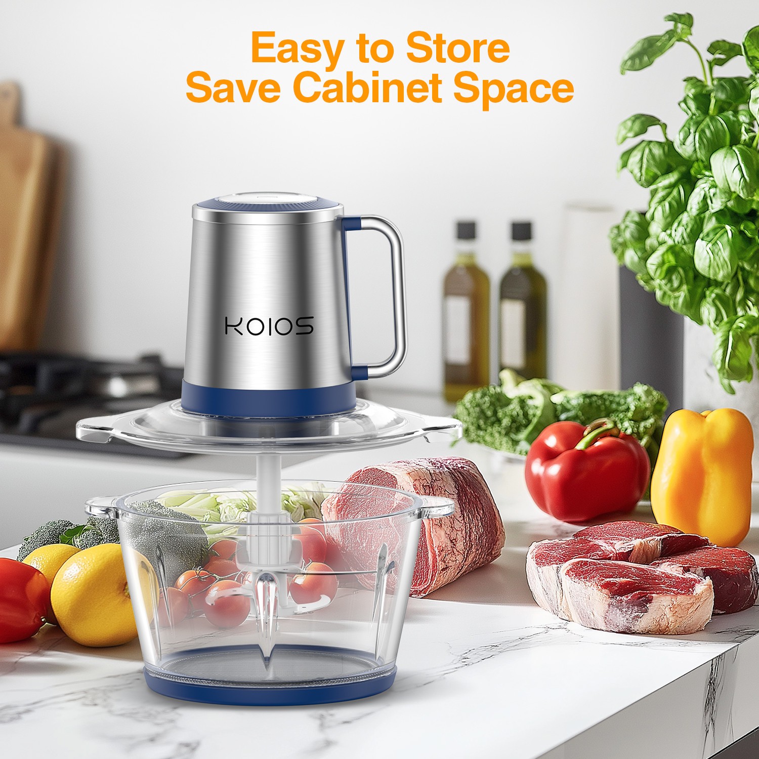 2Pcs 2L Electric Food Vege Chopper Food Processors Kitchen Meat Grinder Mixer