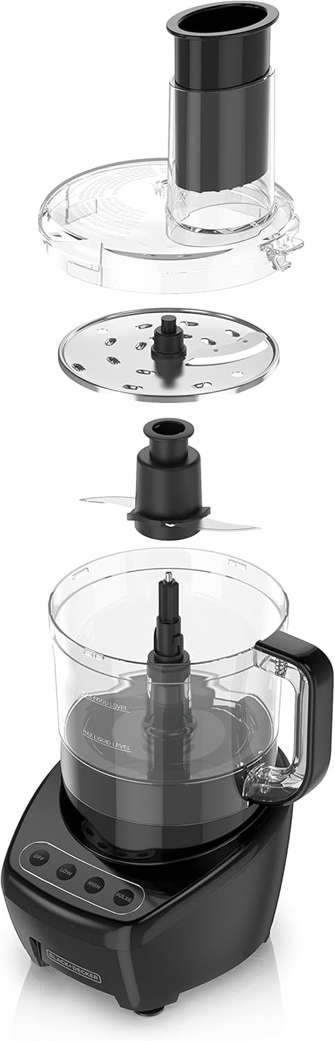 3-in-1 Easy Assembly 8-Cup Food Processor, Stainless Steel S-Blade, Easy-Clean
