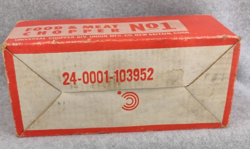 Vintage Universal Food & Meat Chopper Grinder No `1 Complete W/ Original Box