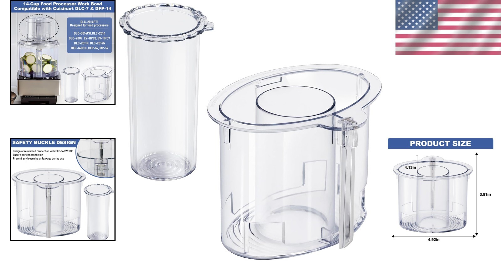 DLC-2014 Compatible Pushers: 14-Cup Food Processor Parts with Easy Clean Feature