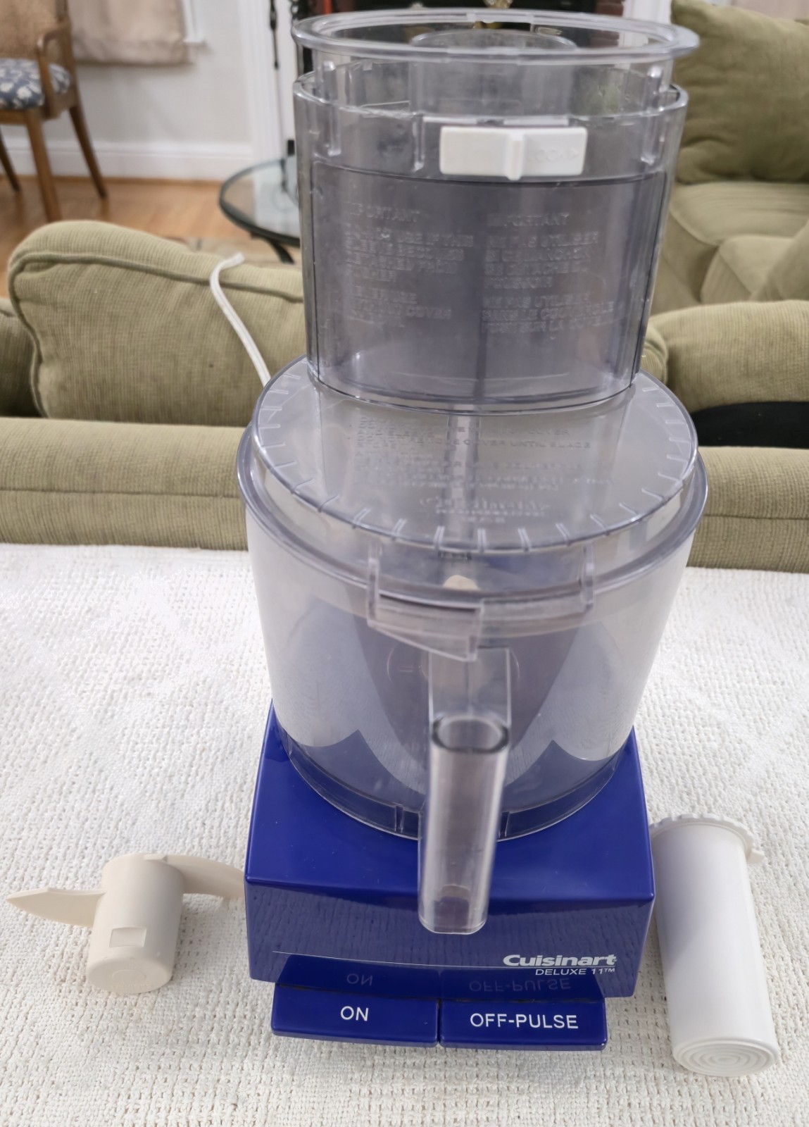RARE BLUE Cuisinart Deluxe 11 Food Processor Bowl Chute Base Not Working!