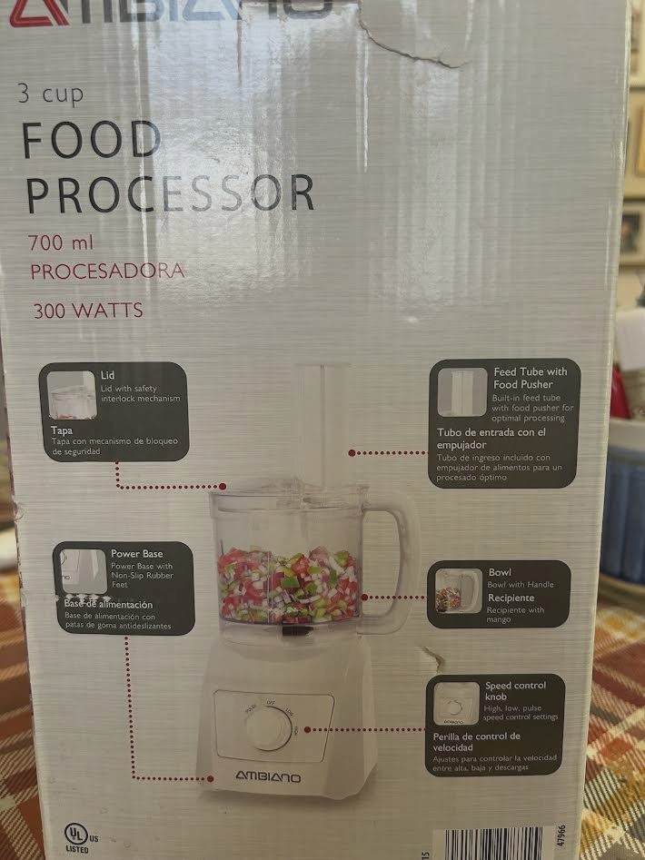 Ambiano 3 Cup Food Processor 300 Watts White