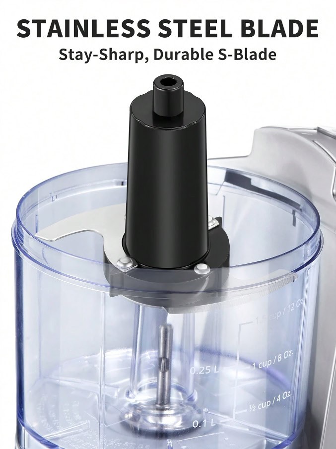 1.5 Cup Electric Food Chopper 100W One Touch Stainless Blade Meat Veg