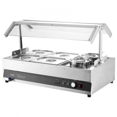 Electric Soup Warmer, Two 6.34QT Pots & Four 1/2 Pans, Stainless Steel Commerci