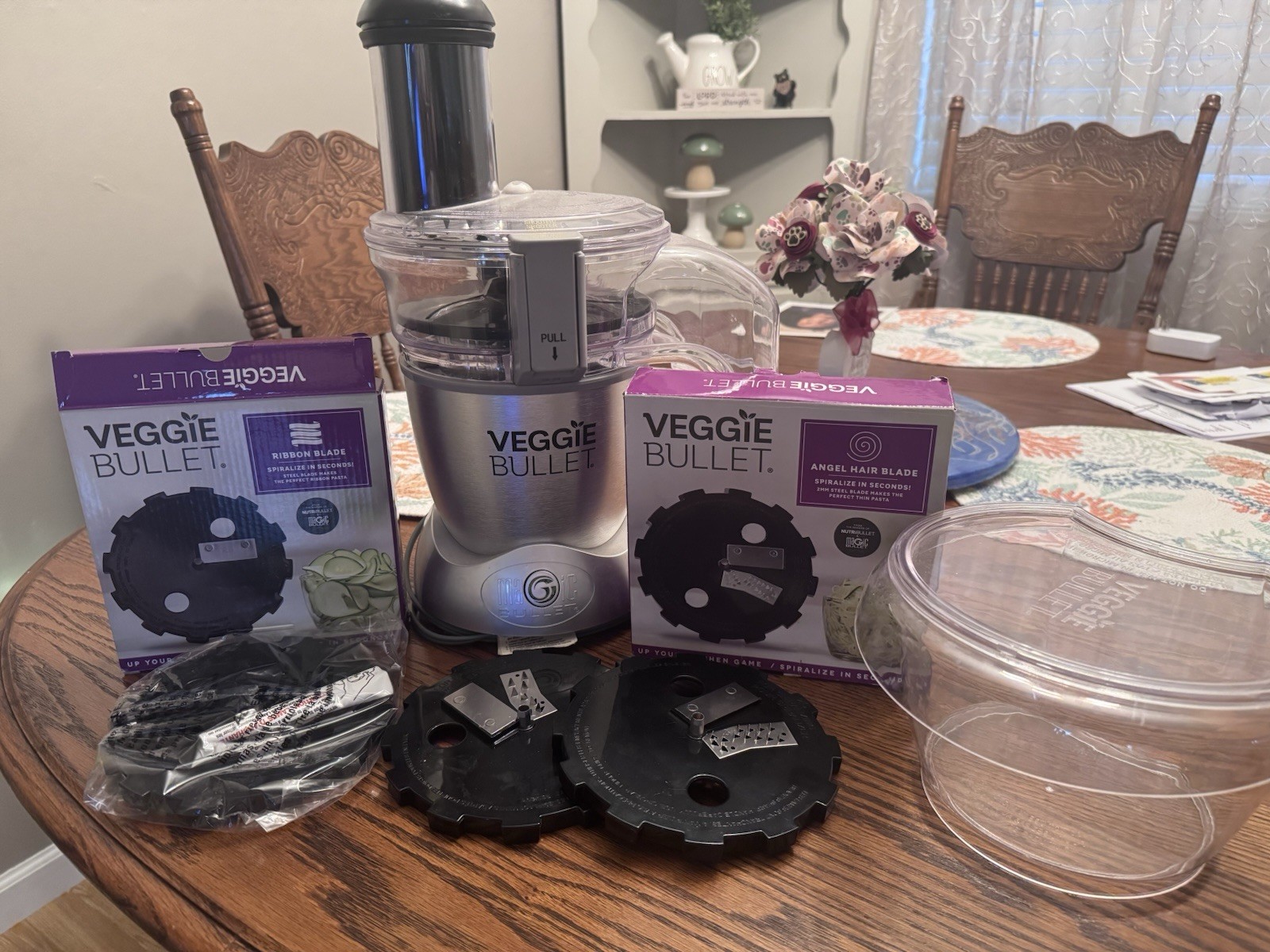 Veggie Bullet Food Processor Ribbon & Angel Hair Blades Spiralizer Slicer
