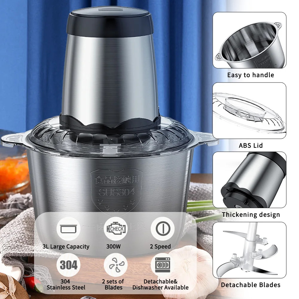 Aoresac Electric Food Processor/Food Chopper/Meat Grinder Electric with 2 Sets S