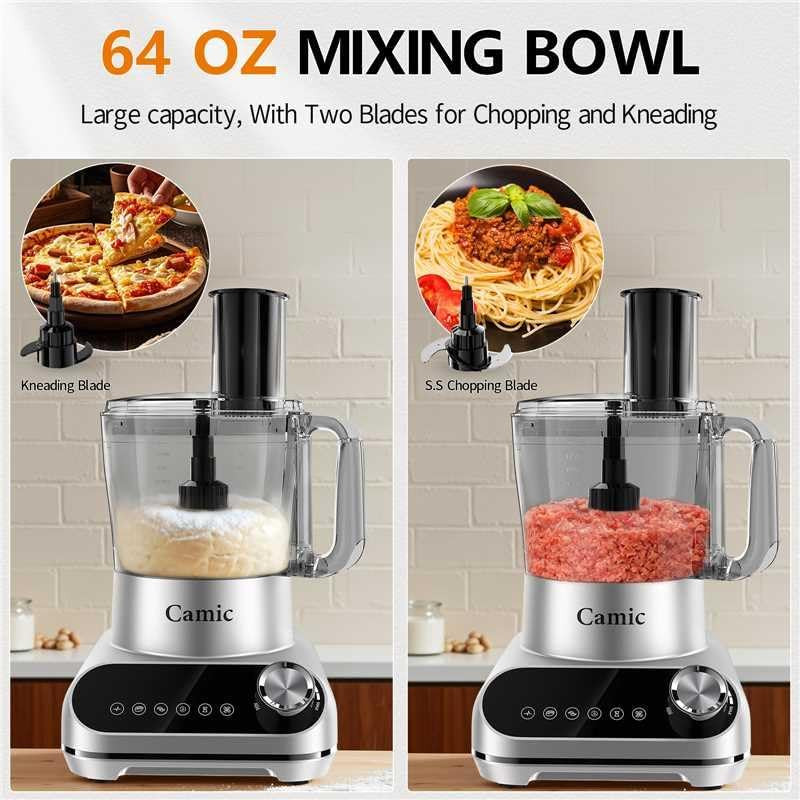 600W Food Processor, 72OZ Large Capacity Countertop Electric Vegetable Chopper w