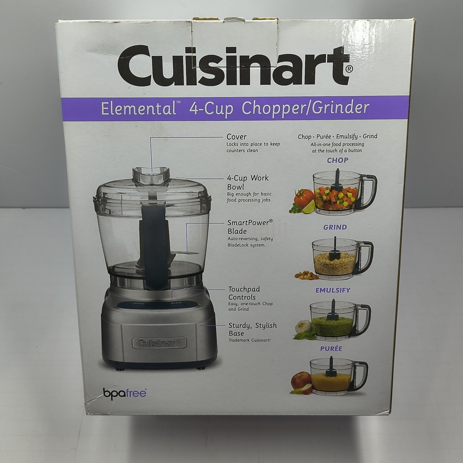 Cuisinart Elemental 4-Cup Chopper Grinder Brushed Chrome Silver